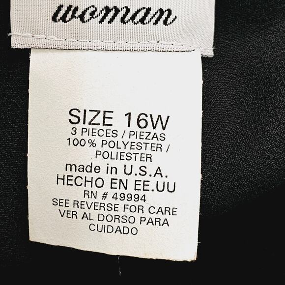 R&M Richards Wide Leg Pants Women's Plus Size 16W Vintage USA Black Side Slit - Picture 6 of 7